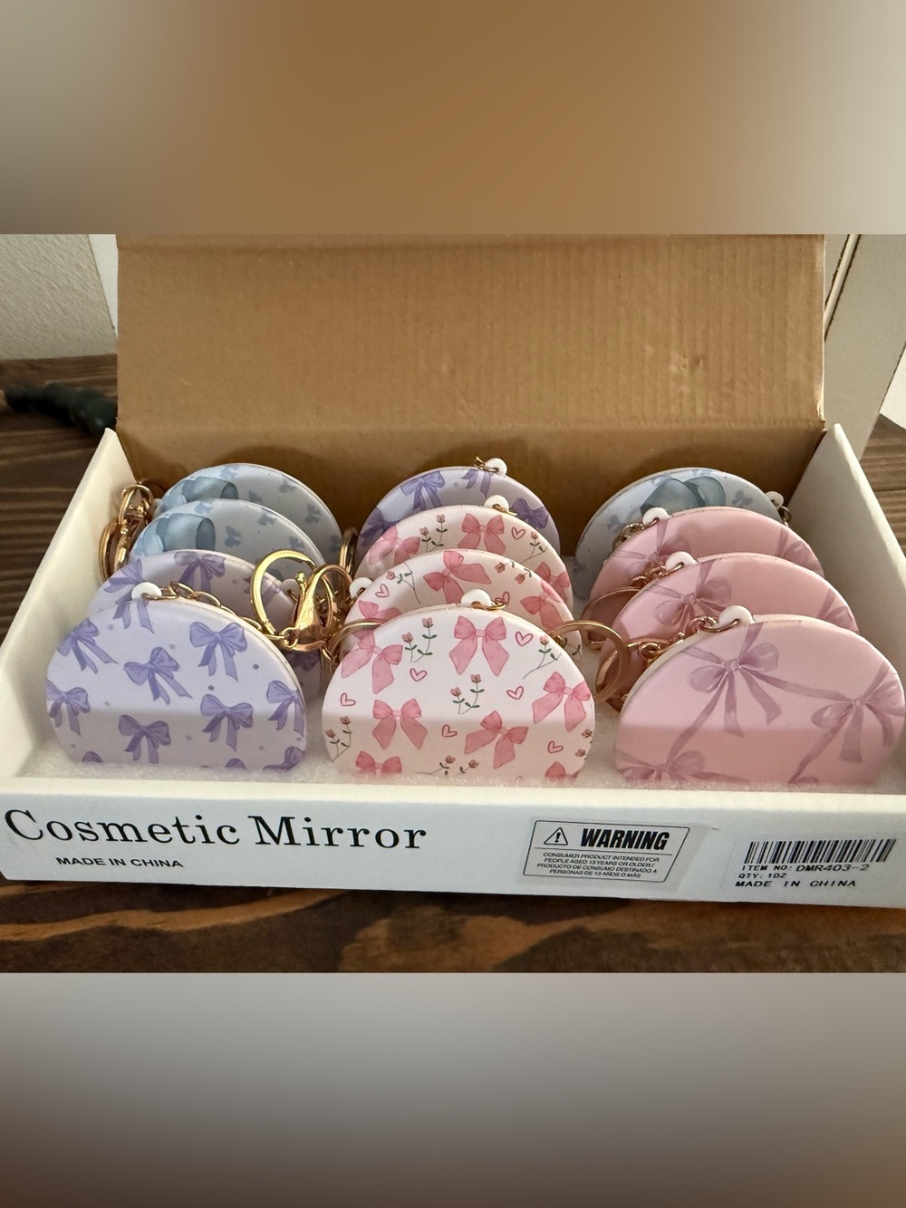 12 PACK Compact Cosmetic Mirror Keychain -